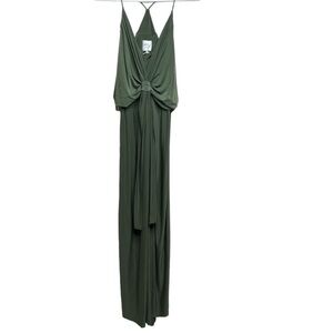 Revolve Misa Los Angeles Olive Green Domino Knotted Tie Front Maxi Dress NWT Sm